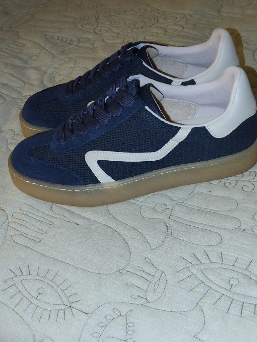 Steve Madden Navy Athletic Sneakers with Off White Trim